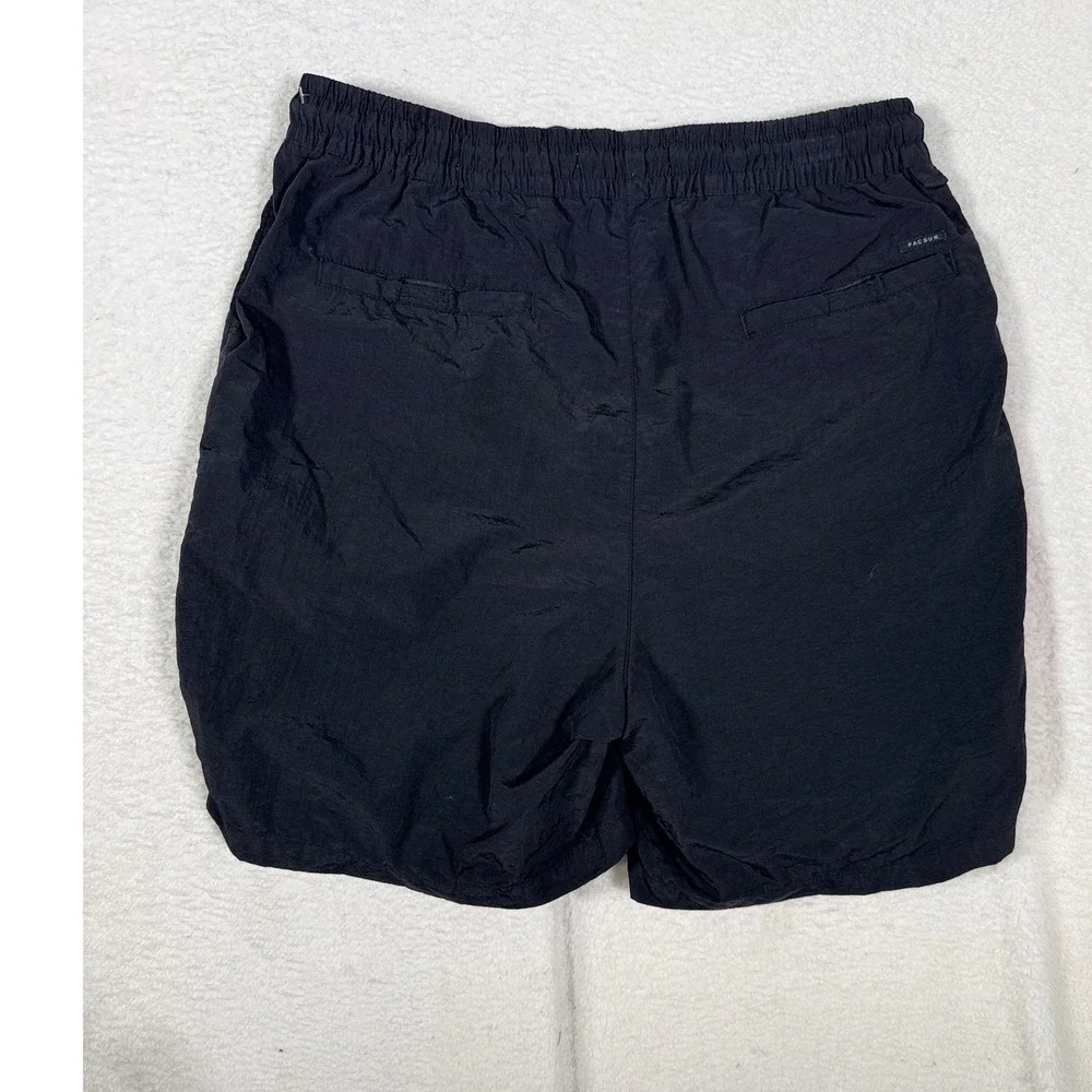 PacSun Volley Shorts‎ Mens M Black Nylon Elastic Waist Drawstring Trunk 6.5